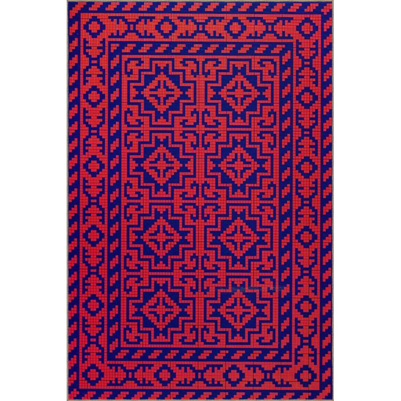 Ethnic Patterned Woven Base Rug Machine Washable, Rectangle 5'1" x 7'7" Rud Pad Included
