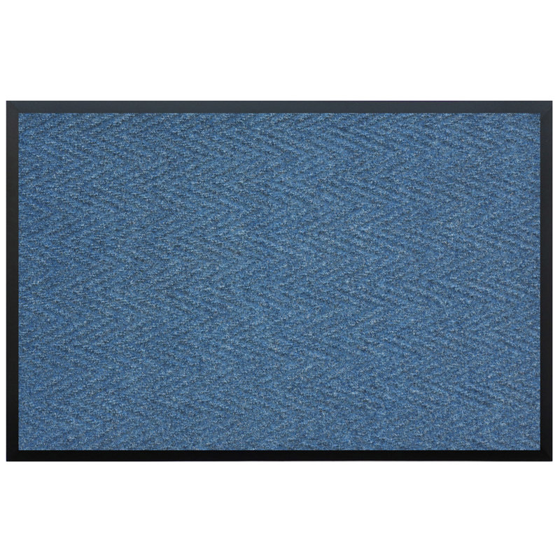 Paillasson d'extérieur antidérapant Leavy, Rectangle 2 pi x 3 pi, Bleu océan