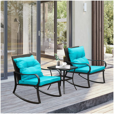 Metal 2 - Person Outdoor Patio Rocking Seating Group with Cushions