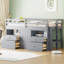 Lit mezzanine simple avec 4 tiroirs, sous l'armoire et les tablettes, gris