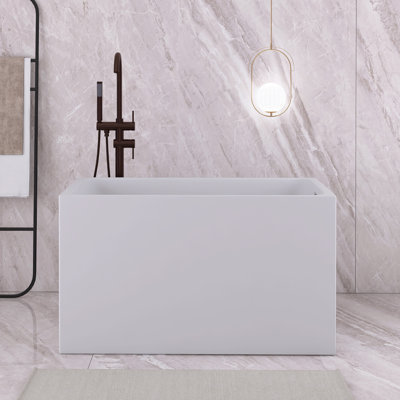 43 In. X 28 In. Acrylic Freestanding Soaking Bathtub with Seat