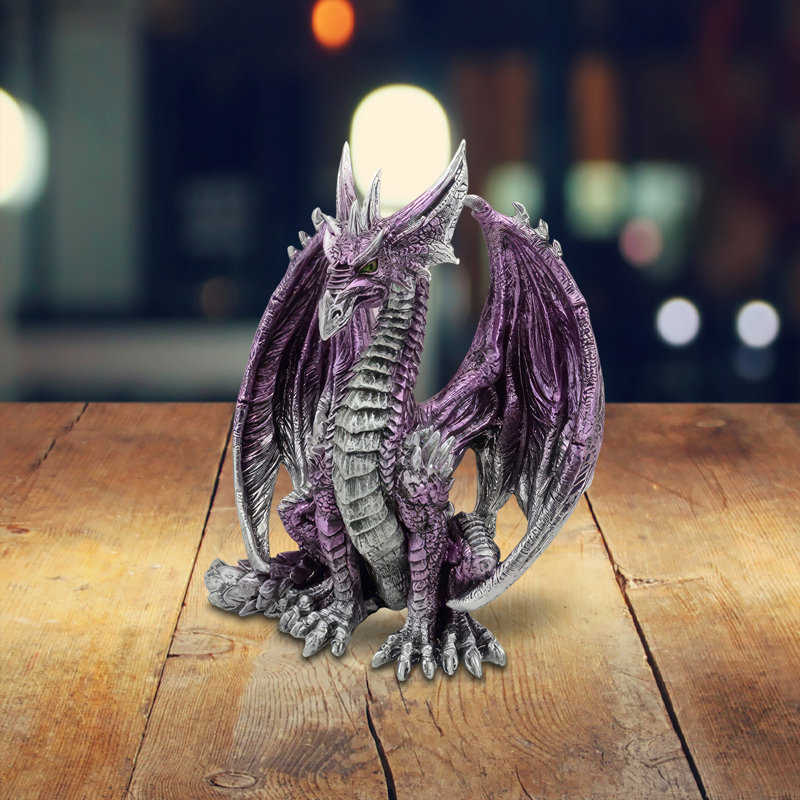 7"H Purple Dragon Sitting Figurine