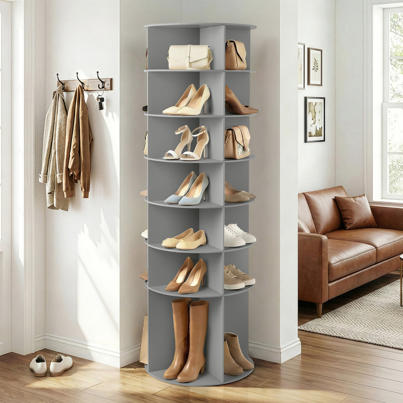 7-Tier 360° Rotating WPC Shoe Rack 72.4" Height, Gray