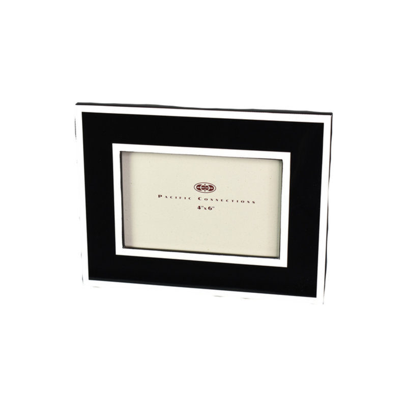 Cadre photo simple en bois, Blanc / noir, 4 po x 6 po