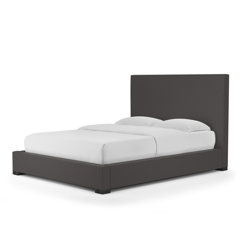 Sloan Upholstered Bed, Queen, Ebony, Box Weave Linen Graphite