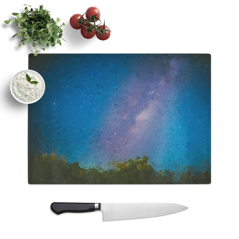 Glass Milky Way Over The Trees in Abstract Chopping Board, 39 cm W x 28.5 cm L