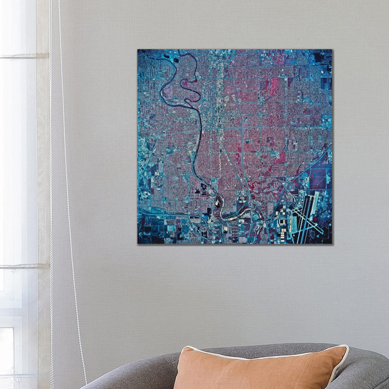 Wichita, Kansas 1 Piece Wrapped Canvas Wall Art, 66.04 cm H x 66.04 cm W x 3.175 cm D