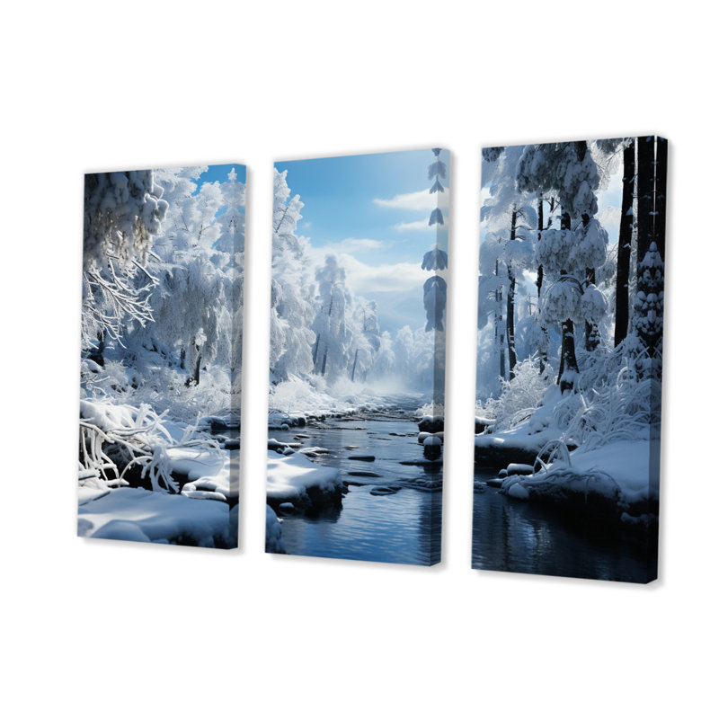 «White Winter Harmony I» sur toile, reproduction de 3 pièces, H 28 po x l 36 po x P 1 po, Wrapped Canvas