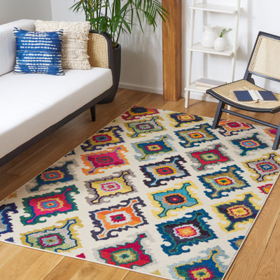 Hertzler Geometric Beige/Blue/Yellow Area Rug