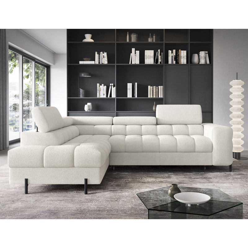 Burglind 5 Seater Sofa Bed, White, Left Hand Facing