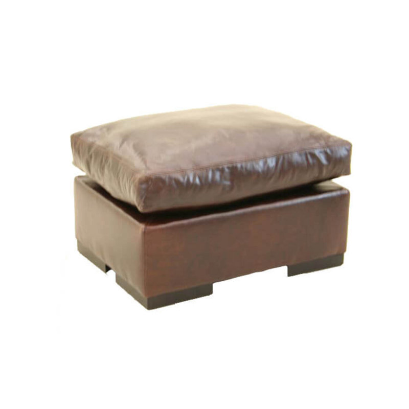 Leather Ottoman, Croc Gator Brown, Brushy Bayou