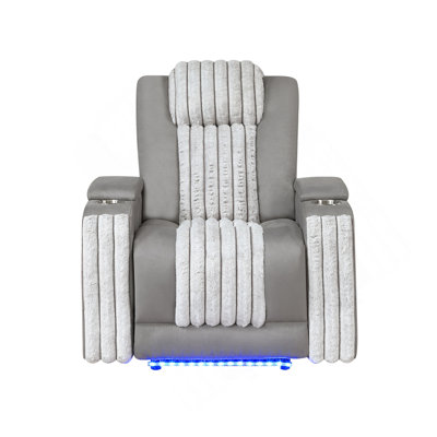 Fauteuil inclinable électrique gris Duran avec appui-tête électrique et DEL