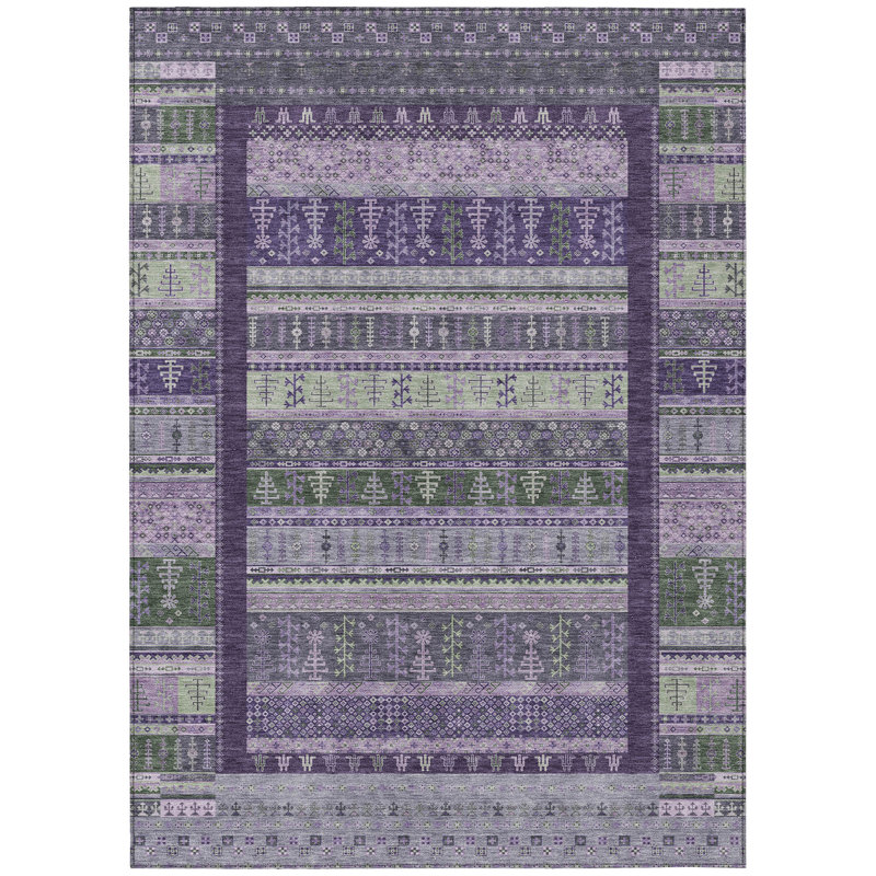 Machine Washable Indoor/Outdoor Meredith ACN2160 Striped Rug, Rectangle 8' x 10'