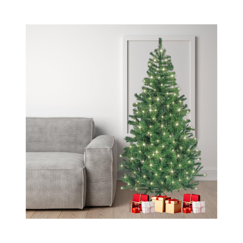 Lapland Fir Artificial Green Christmas Tree, W/ 320 Warm White LEDs, 6.99ft H