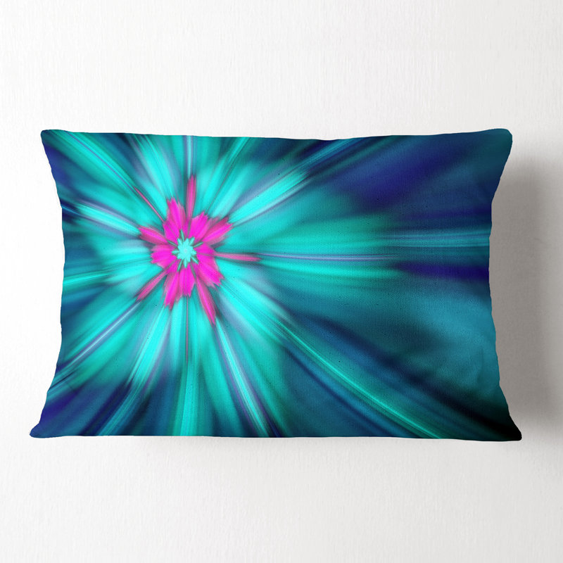Feux d'artifice rotatifs - coussin à imprimé floral, Bleu sarcelle