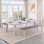 Table de salle à manger d'extérieur / d'intérieur en ardoise avec 2 bancs et accessoires Oasis