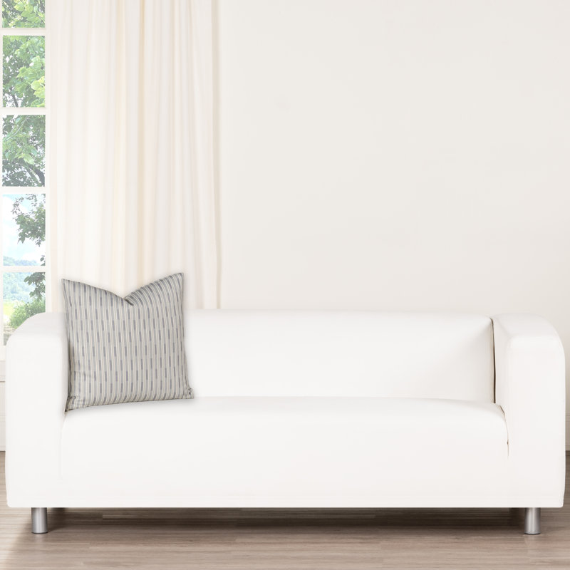 Benton Stripe Accent Pillow, Feather, Blue, Square 22"