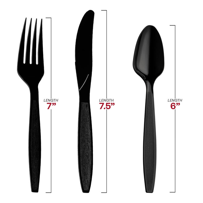 Black Disposable Plastic Cutlery Set - 1000 Guests