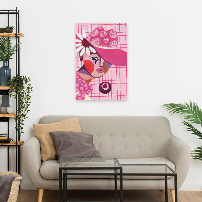 Art de la vache rose, art abstrait contemporain, H 24 po x l 16 po
