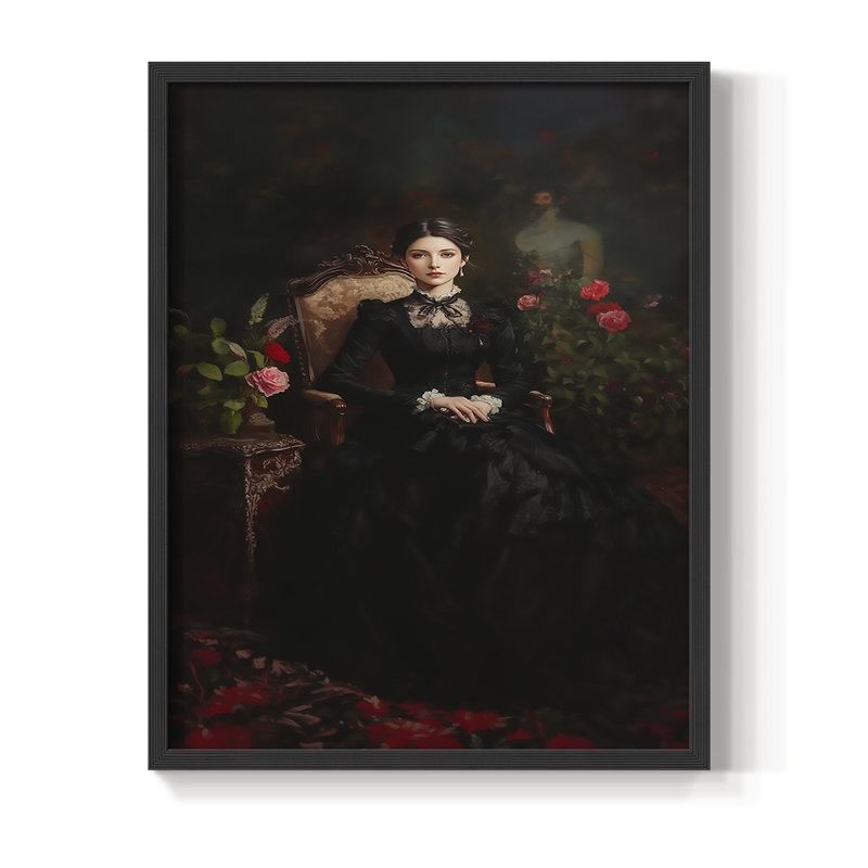 Reproduction encadrée WOMEN Series CCXLVII - bois massif, H 15 po x l 12 po, Noir, noir, noir, noir