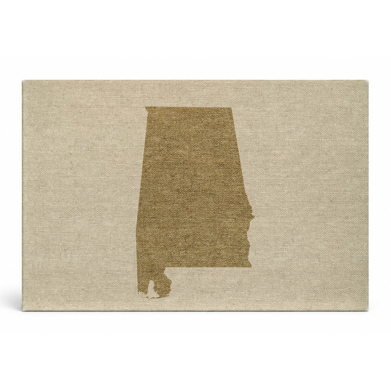 Alabama State Silhouette - Paysage, art mural sur toile, 36" W x 24" H
