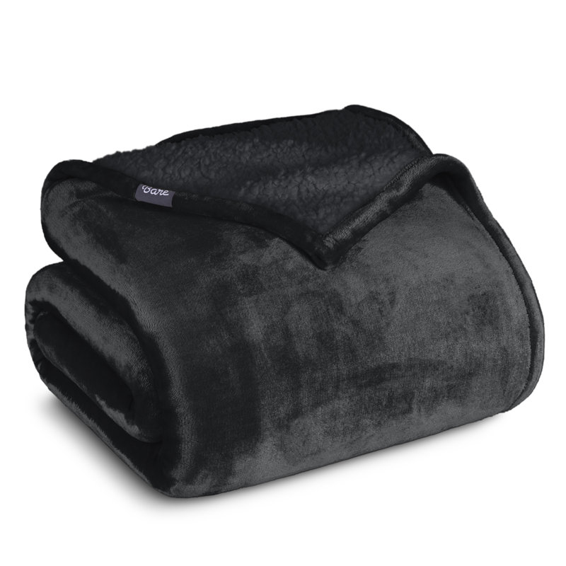 Couverture Sherpa, Double/grand, Noir avec sherpa noir