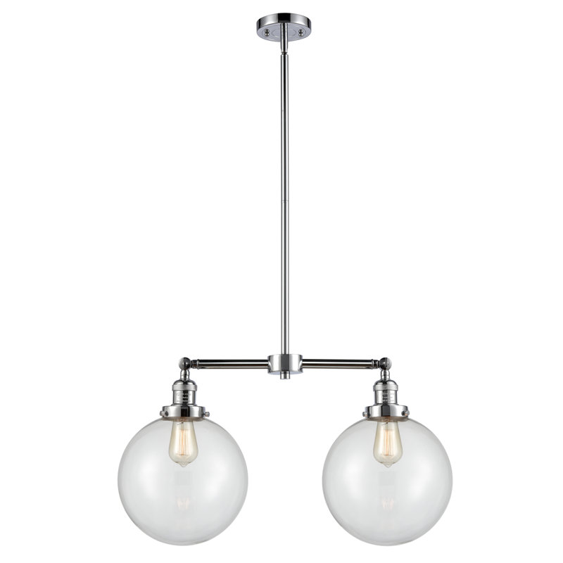 Lustre unique à 2 lumières Clermont, Ampoule DEL 6 watts Vinage, Chrome poli