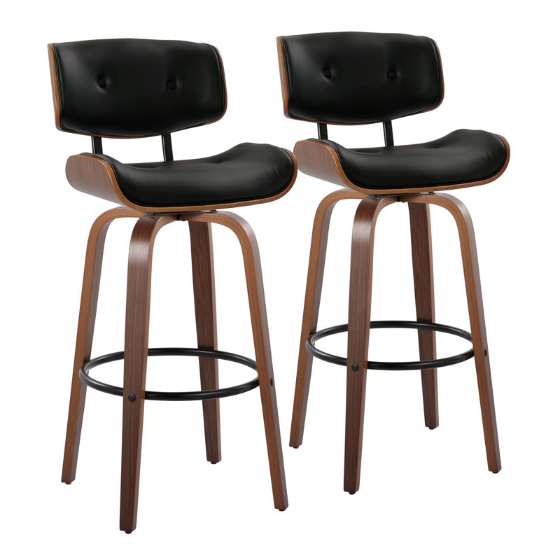 Lakyia Swivel Upholstered Counter Stool, Black