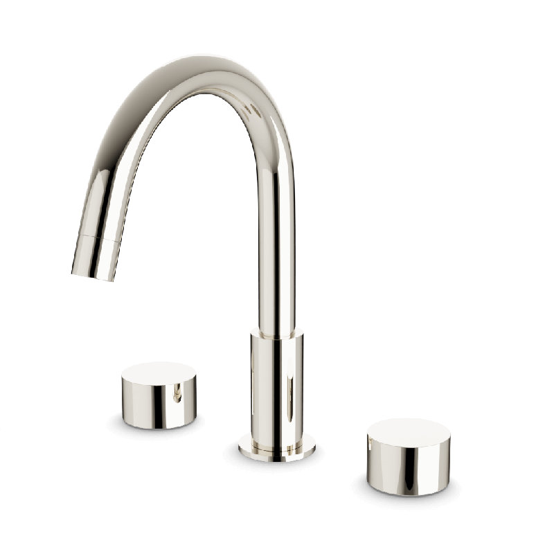 Robinet de baignoire à fixation sur plateau à 3 trous avec poignées en croix Opera, Polished Nickel