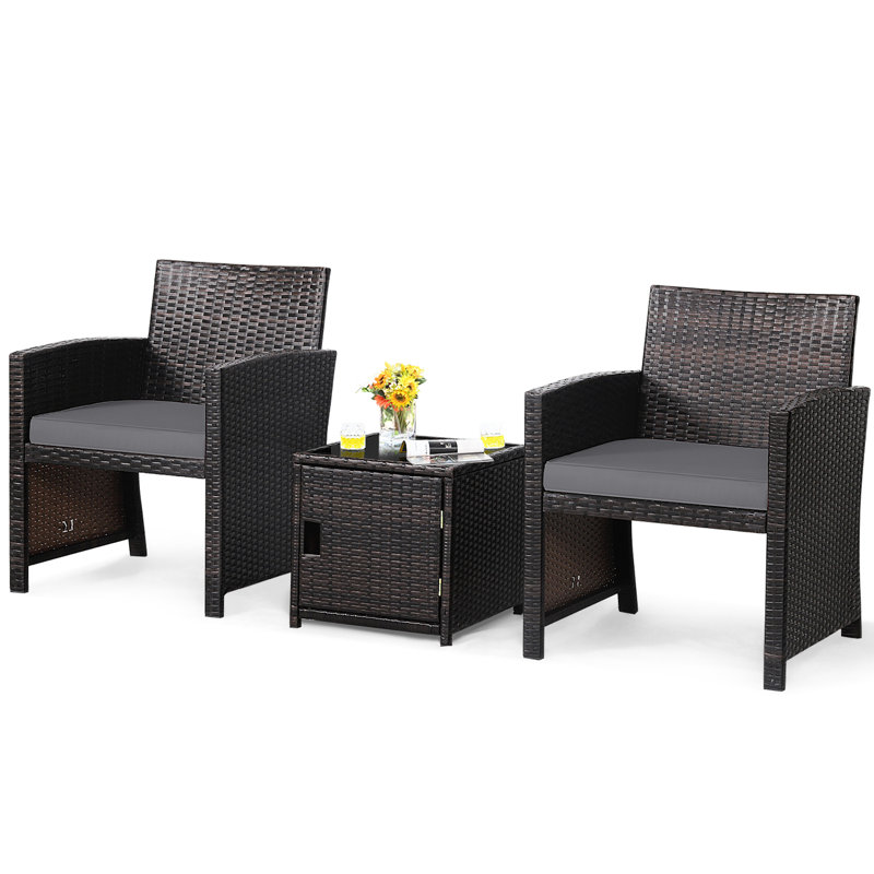 Analicia 2 - Person Patio Conversation Set with Cushions, Gray