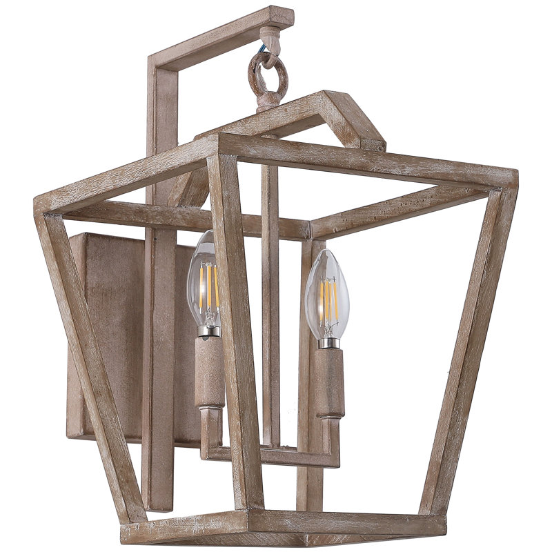 Applique murale en bois à 2 lumières à intensité variable Abella