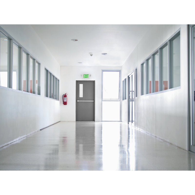 Slim Green LED Emergency Exit Sign with Battery Backup