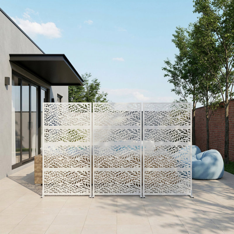 183cm H Freestanding Metal Room Divider Decorative Privacy Screen Garden Lattice Panel Trellis for Patio, Balcony, Backyard, Pool, Indoor Room