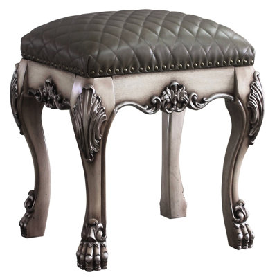 Superbe tabouret de coiffeuse gris et blanc os rétro pour une chambre à coucher captivante et confortable