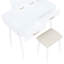 Mobilier de luxe: meuble-lavabo à finition blanche avec 4 tiroirs, miroir à DEL et tabouret pour miroir de chambre à coucher, tiroirs coulissants assortis-131299525