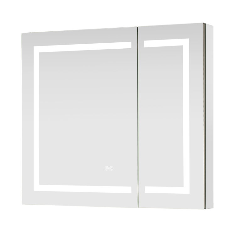 Tiaya 36 in. W x 32 in. H Rectangular Medicine Cabinet with Aluminum Frameless LED Mirror