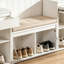 Banc de rangement pour chaussures 3 en 1 avec coussin, banc d'entrée en bois massif avec tiroirs et tablettes ouvertes-1994231207