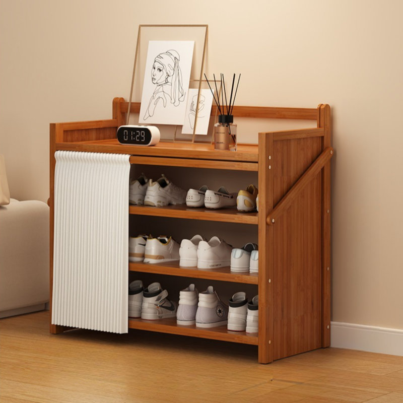 Multi-Layer Foldable Bamboo Shoe Rack - Space-Saving Entryway Storage Organizer