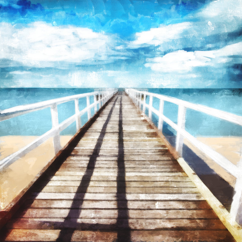 Beach Pier - Wrapped Canvas Painting, 30cm H x 30cm W x 3.8cm D
