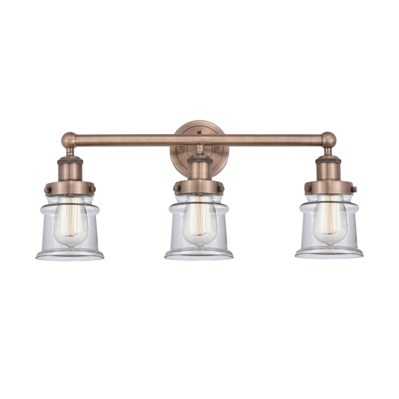 Cailen 3 - Light Dimmable Vanity Light, Clear, Antique Copper