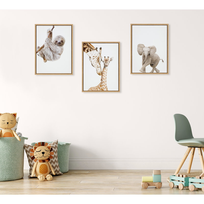 «Baby Sloth Hanging Around» par Amy Peterson, reproduction d'art sur toile encadrée, Cadre naturel