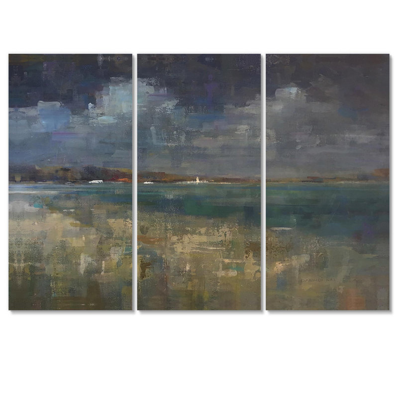 " Sky And Sea " 3 - Pieces Painting Print, 28" H x 36" W x 1" D