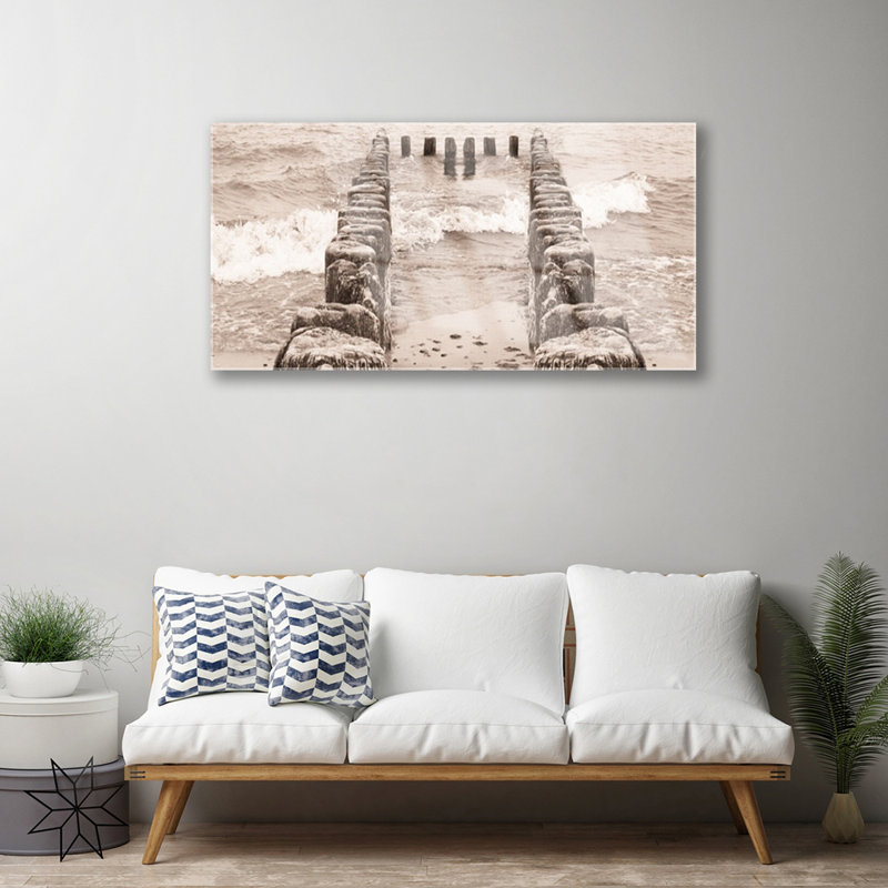 Glass Print Wall Art 100X50cm Image Printed On Glass Decorative Wall Picture Behind Toughened / Tempered Safety Real Glass For Kitchen & Living Room Theme: Ocean Beach Architecture