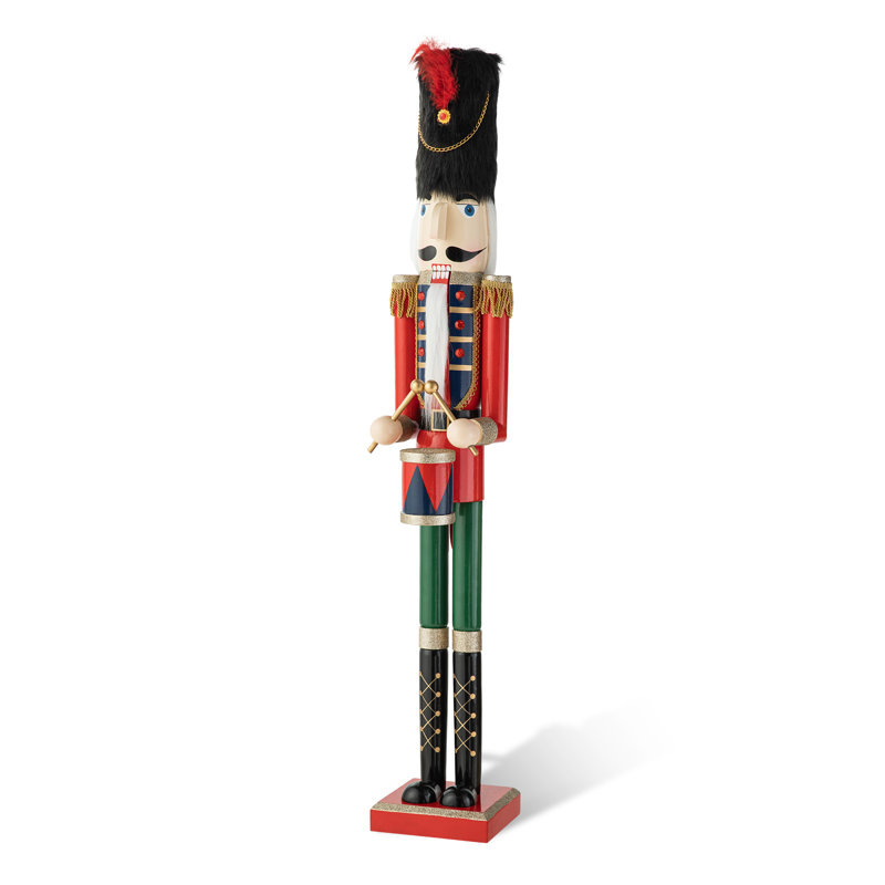 Soldat de Noël en bois casse-noisette, H 42 po x l 7,5 po x P 6,75 po
