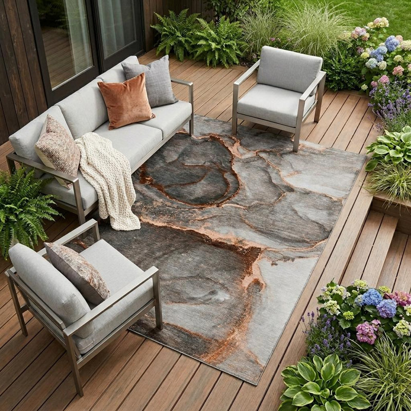 Tapis extérieur lavable antidérapant 10 pi x 14 pi pêche
