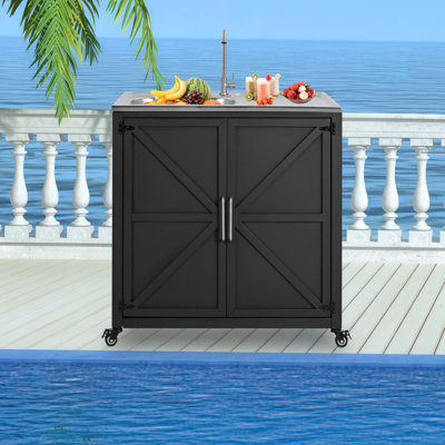Outdoor Kitchen Sink Station With Cabinet Movable Patio Sink With Storage, Modular Garden Sink Unit For Backyard, Terrace, Bbq Or Camping Use