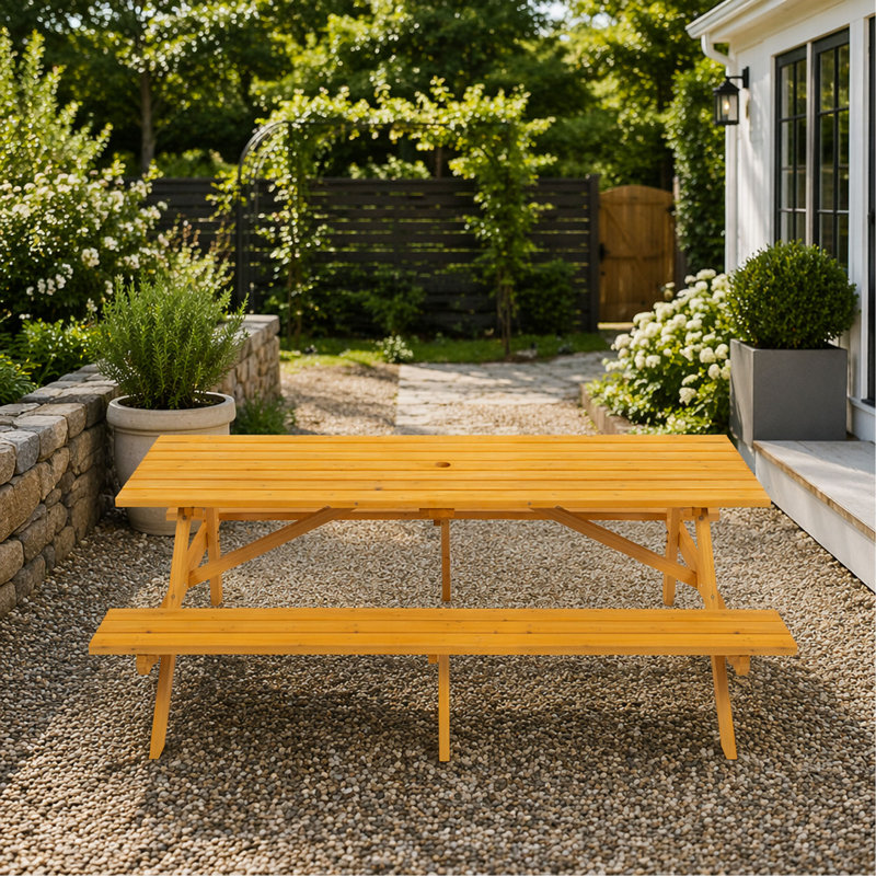 Table de pique-nique extérieure 8 personnes - Table de salle à manger de camping avec 2 sièges (2 bancs), capacité de 2220 lb, pour le jardin
