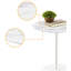 Table de bout 17,5 po avec plateau en marbre texturé blanc et dessus en acier