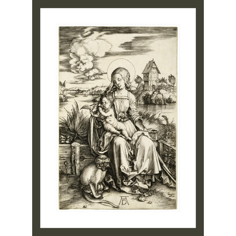 Vierge à l'enfant avec le singe par Albrecht Dürer, impression giclée sur cadre, H 29,5 po x l 21,44 po