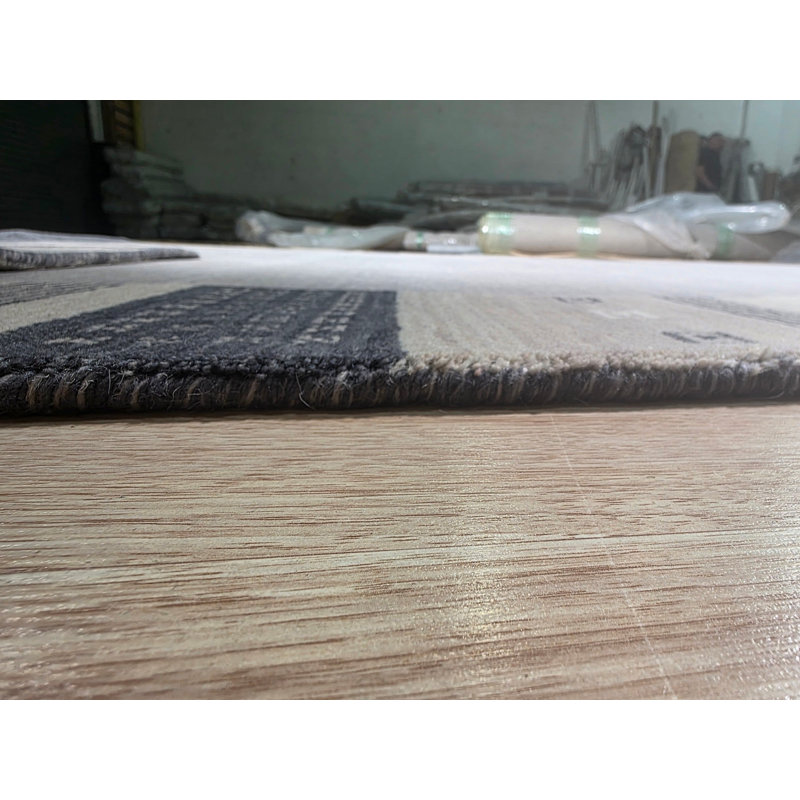 Handloomed Gray Gabbeh Tribal Wool Area Rug, 8' x 10'
